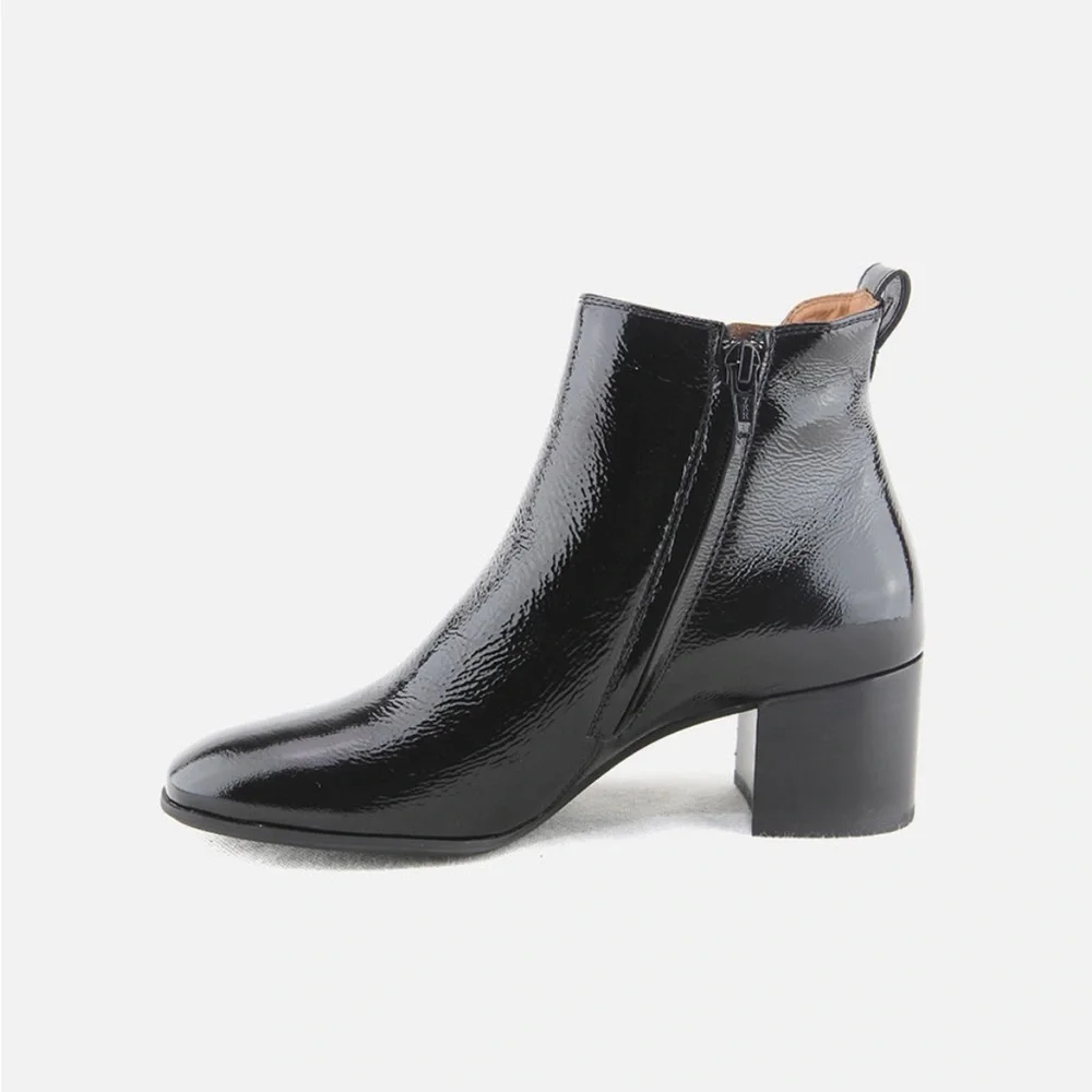 NEW paul green black crinkled patent leather ankle boots - Picture 4 of 8